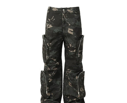 New American Jungle Camouflage Amekaji Multi-Pocket Design Casual Wide-Leg Workwear Trousers