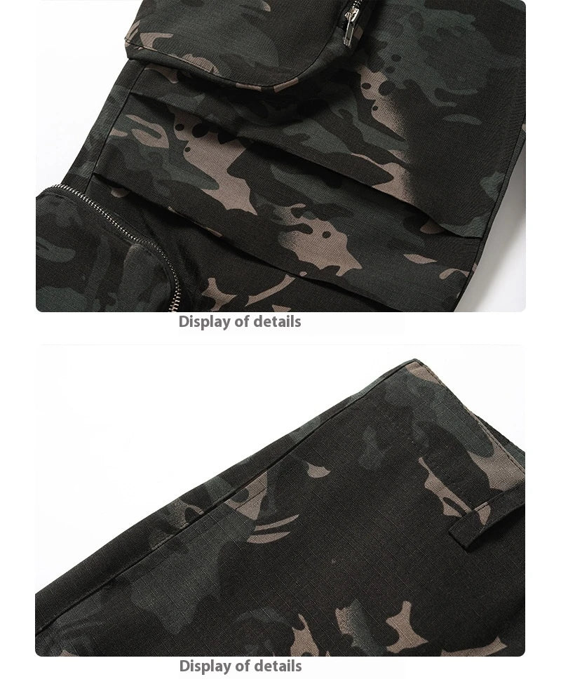 New American Jungle Camouflage Amekaji Multi-Pocket Design Casual Wide-Leg Workwear Trousers