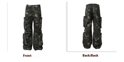 New American Jungle Camouflage Amekaji Multi-Pocket Design Casual Wide-Leg Workwear Trousers