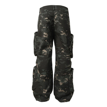 New American Jungle Camouflage Amekaji Multi-Pocket Design Casual Wide-Leg Workwear Trousers