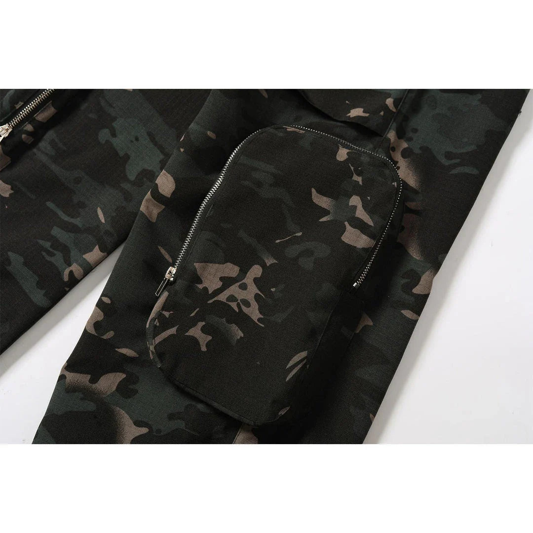 New American Jungle Camouflage Amekaji Multi-Pocket Design Casual Wide-Leg Workwear Trousers