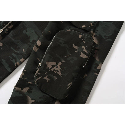 New American Jungle Camouflage Amekaji Multi-Pocket Design Casual Wide-Leg Workwear Trousers