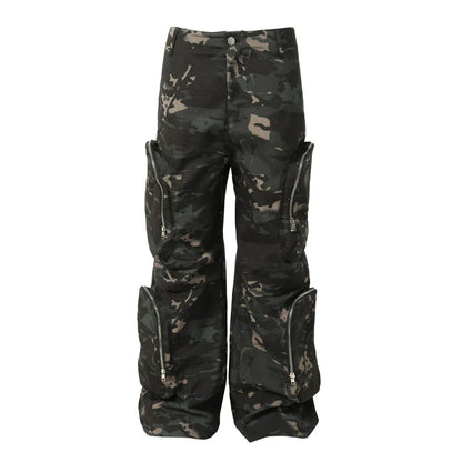 New American Jungle Camouflage Amekaji Multi-Pocket Design Casual Wide-Leg Workwear Trousers