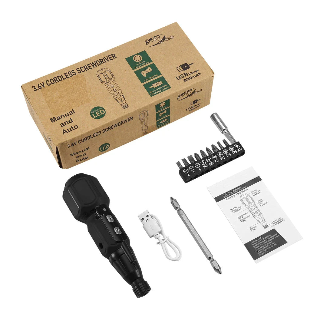 9-in-1 Rechargeable Cordless Screwdriver Set with LED Lights, a versatile tool for DIY and home improvement projects