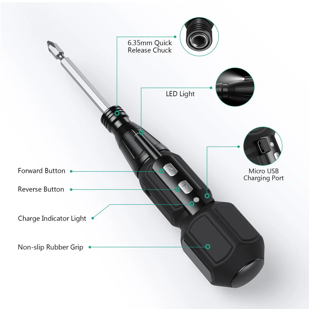 9-in-1 Rechargeable Cordless Screwdriver Set with LED Lights, a versatile tool for DIY and home improvement projects