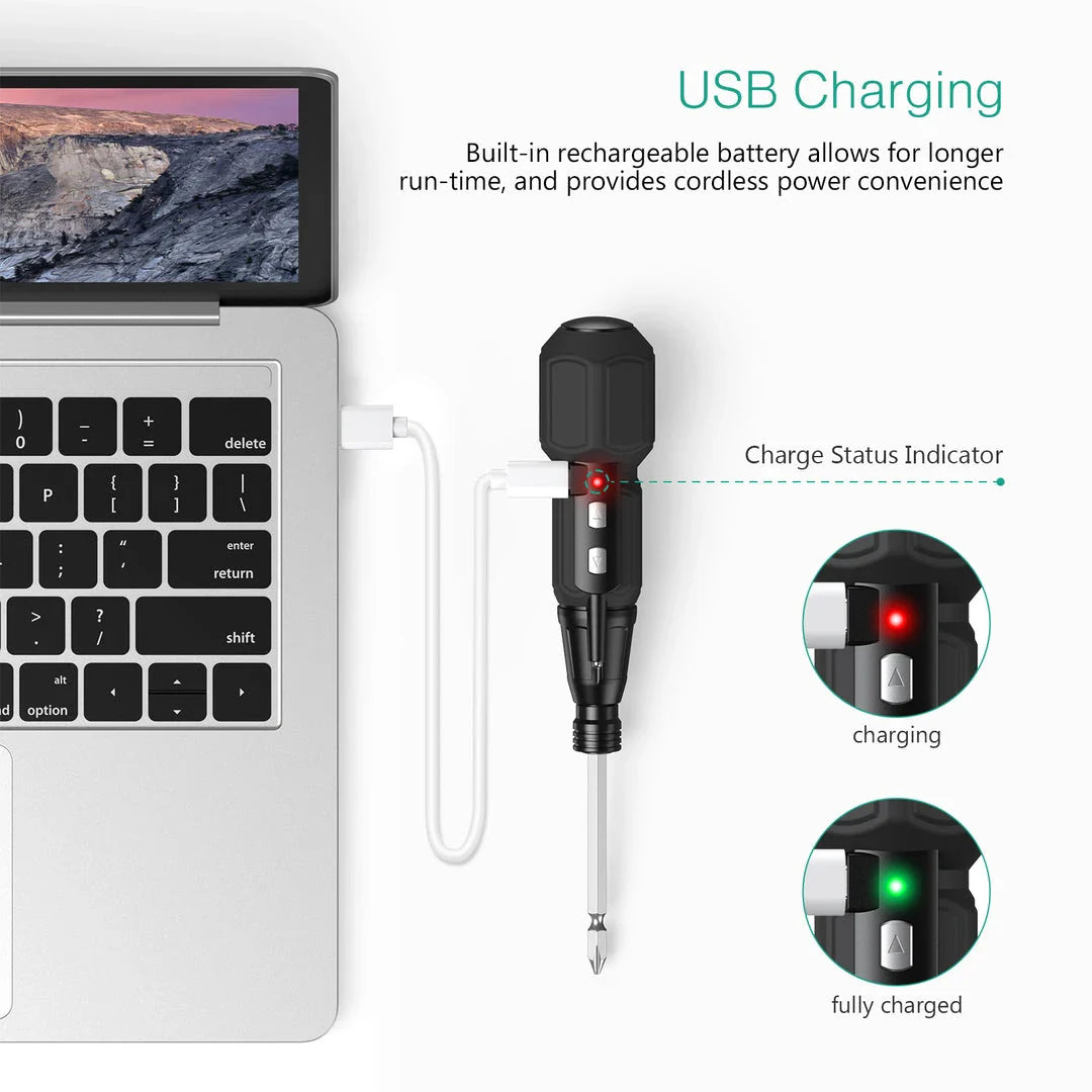 9-in-1 Rechargeable Cordless Screwdriver Set with LED Lights, a versatile tool for DIY and home improvement projects