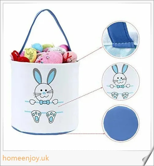 Adorable bunny-themed Easter baskets made of high-quality canvas, perfect for storing toys, sweets, and eggs for children's Easter celebrations.