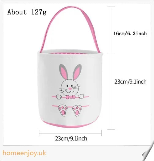 Adorable bunny-themed Easter baskets made of high-quality canvas, perfect for storing toys, sweets, and eggs for children's Easter celebrations.