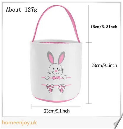 Adorable bunny-themed Easter baskets made of high-quality canvas, perfect for storing toys, sweets, and eggs for children's Easter celebrations.