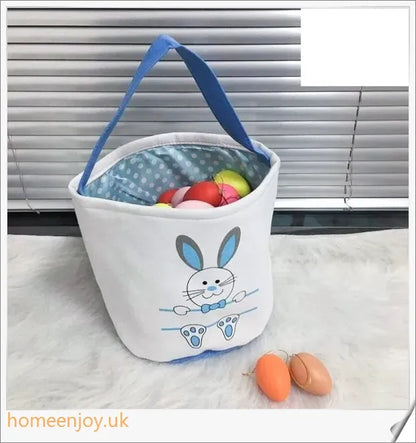 Adorable bunny-themed Easter baskets made of high-quality canvas, perfect for storing toys, sweets, and eggs for children's Easter celebrations.