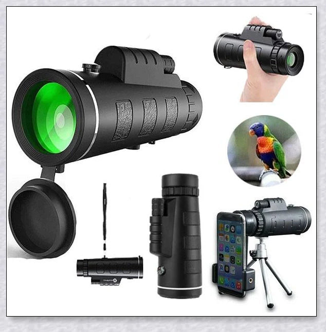 Starscope Monocular 4K with 40x magnification, smartphone holder, and tripod for high-quality outdoor photography and videography