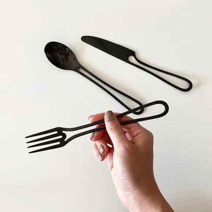 Trendha 304 Stainless Steel Cutlery Set - Sleek black finish, durable construction, and contemporary design for an elevated dining experience.