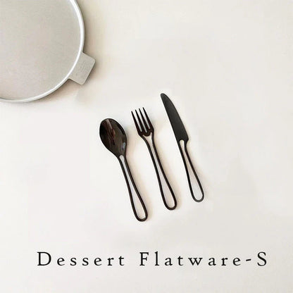 Trendha 304 Stainless Steel Cutlery Set - Sleek black finish, durable construction, and contemporary design for an elevated dining experience.