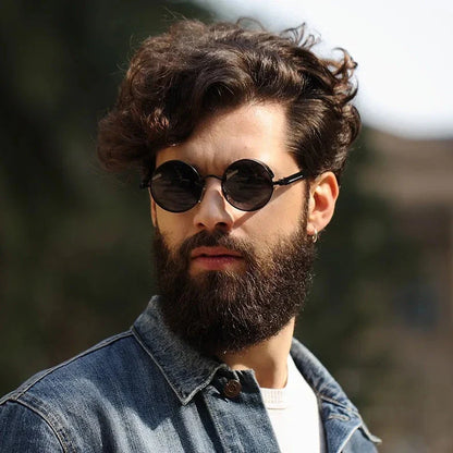 Luxury Steampunk Round Sunglasses with retro design and UV protection
