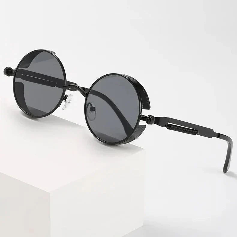 Luxury Steampunk Round Sunglasses with retro design and UV protection