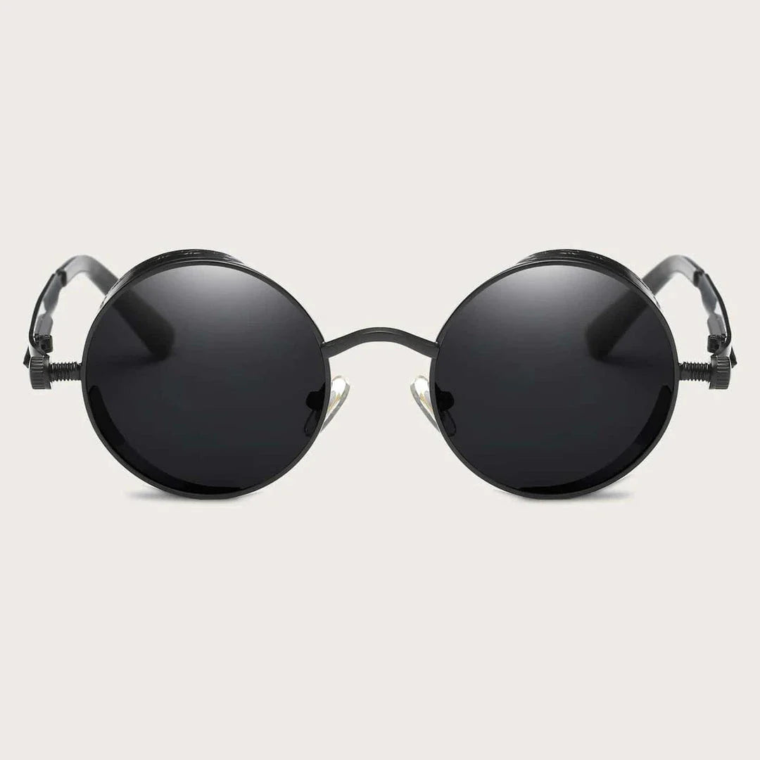 Luxury Steampunk Round Sunglasses with retro design and UV protection