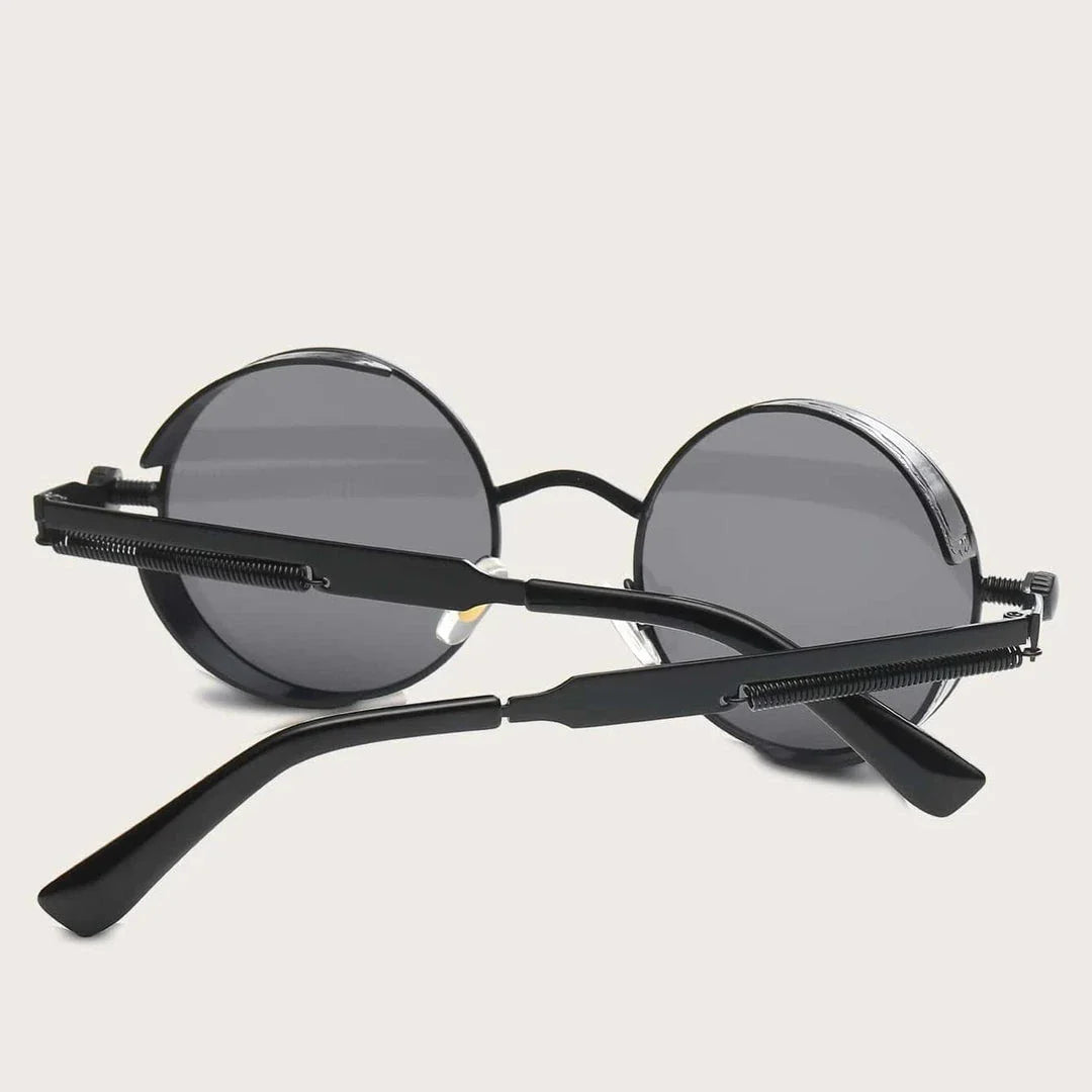 Luxury Steampunk Round Sunglasses with retro design and UV protection