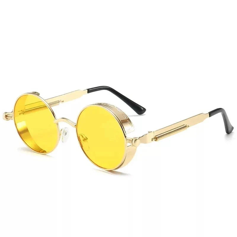 Luxury Steampunk Round Sunglasses with retro design and UV protection