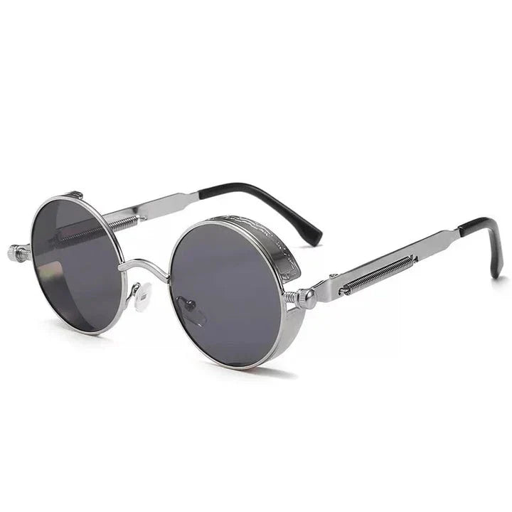 Luxury Steampunk Round Sunglasses with retro design and UV protection