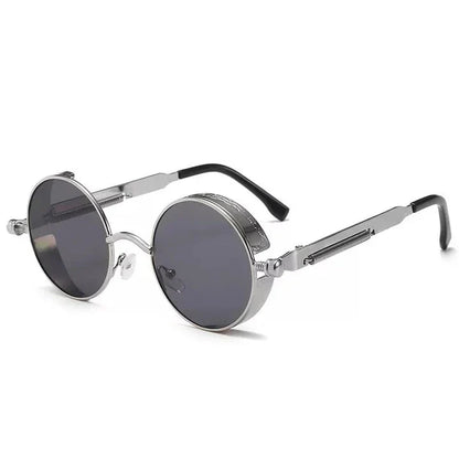 Luxury Steampunk Round Sunglasses with retro design and UV protection