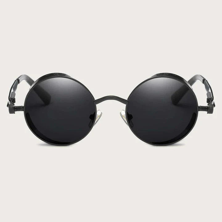Luxury Steampunk Round Sunglasses with retro design and UV protection