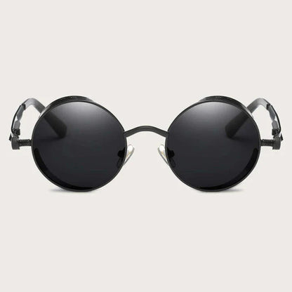 Luxury Steampunk Round Sunglasses with retro design and UV protection