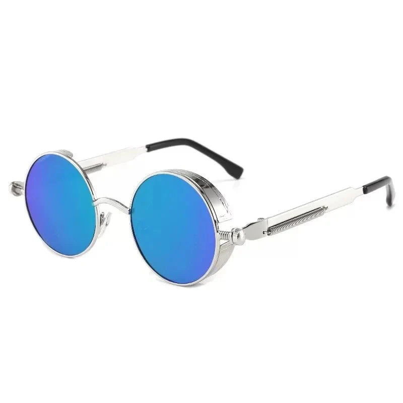 Luxury Steampunk Round Sunglasses with retro design and UV protection