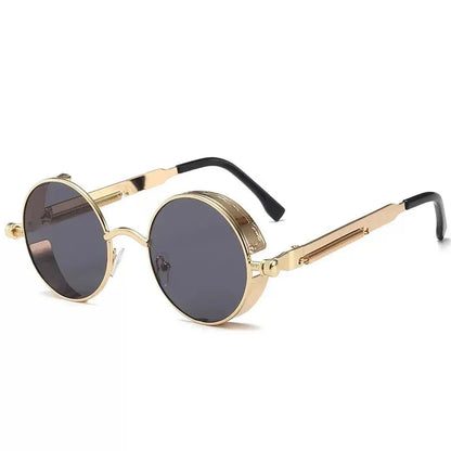 Luxury Steampunk Round Sunglasses with retro design and UV protection