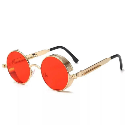 Luxury Steampunk Round Sunglasses with retro design and UV protection