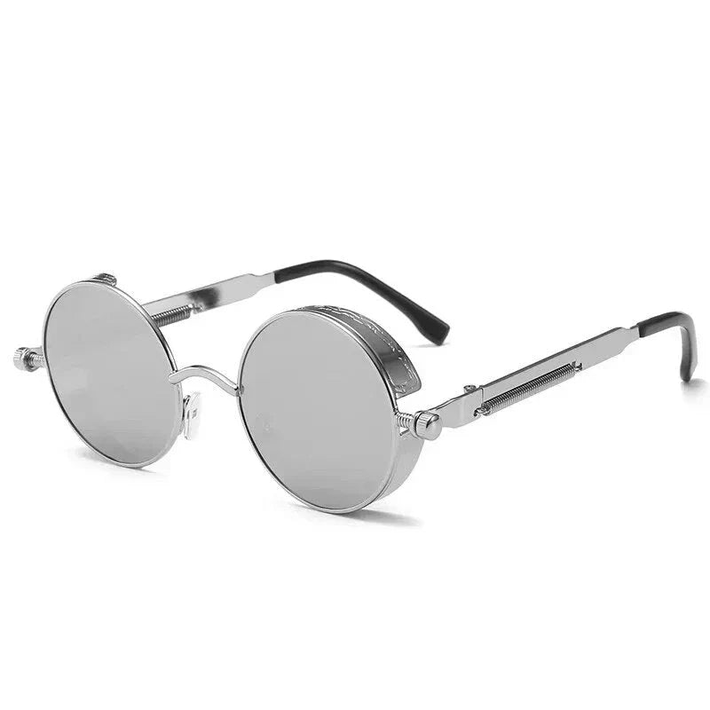 Luxury Steampunk Round Sunglasses with retro design and UV protection
