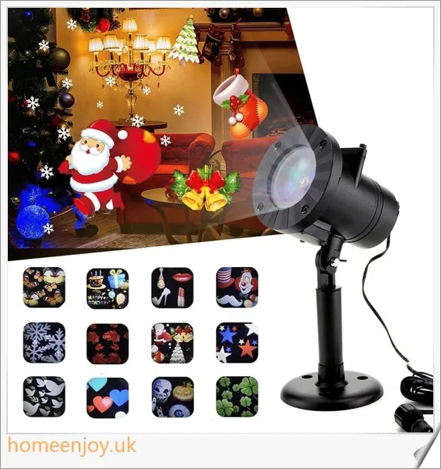 Enchanting Christmas and Halloween home decoration projector lights with 12 interchangeable pattern slides