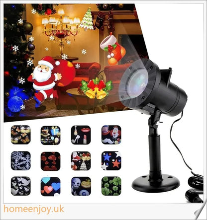 Enchanting Christmas and Halloween home decoration projector lights with 12 interchangeable pattern slides