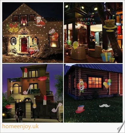 Enchanting Christmas and Halloween home decoration projector lights with 12 interchangeable pattern slides