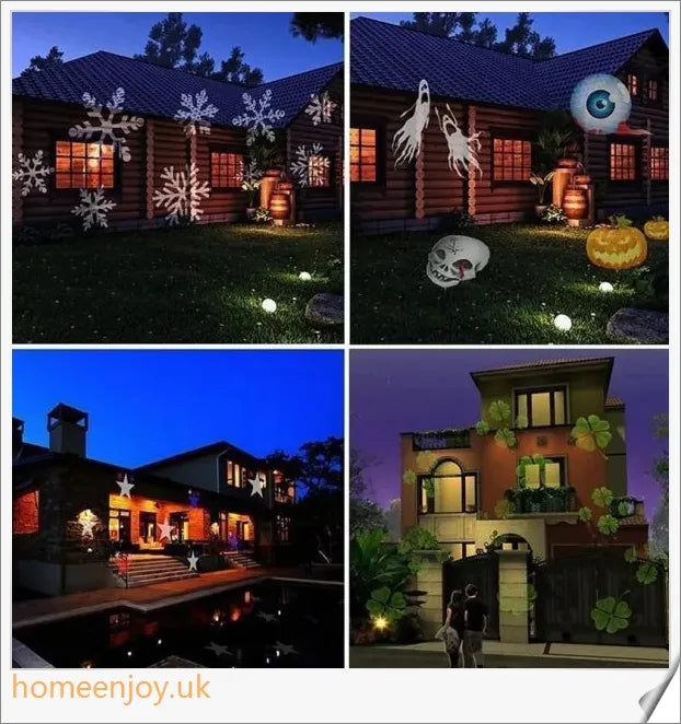 Enchanting Christmas and Halloween home decoration projector lights with 12 interchangeable pattern slides