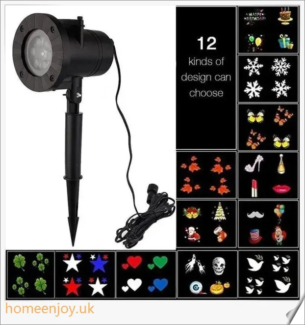 Enchanting Christmas and Halloween home decoration projector lights with 12 interchangeable pattern slides