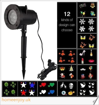 Enchanting Christmas and Halloween home decoration projector lights with 12 interchangeable pattern slides