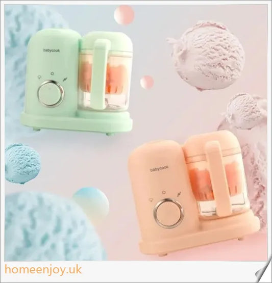 A premium white baby food processor with steaming and blending capabilities, designed for preparing homemade, nutritious baby meals.