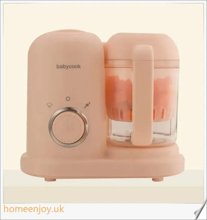 A premium white baby food processor with steaming and blending capabilities, designed for preparing homemade, nutritious baby meals.