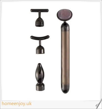 4-in-1 Vibrating Rose Quartz Face Roller for skin rejuvenation, wrinkle reduction, and improved blood circulation