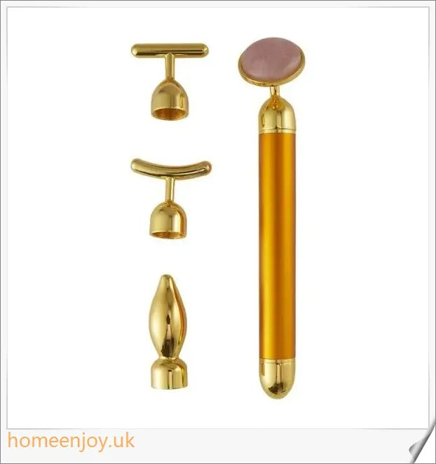 4-in-1 Vibrating Rose Quartz Face Roller for skin rejuvenation, wrinkle reduction, and improved blood circulation