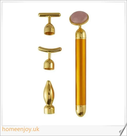 4-in-1 Vibrating Rose Quartz Face Roller for skin rejuvenation, wrinkle reduction, and improved blood circulation
