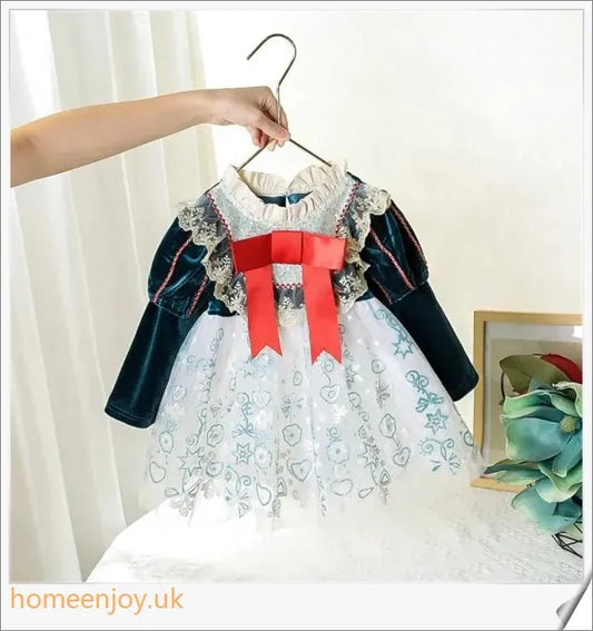 Autumn Lace Christmas Dress for Baby Girl in pink, red, and grey colours