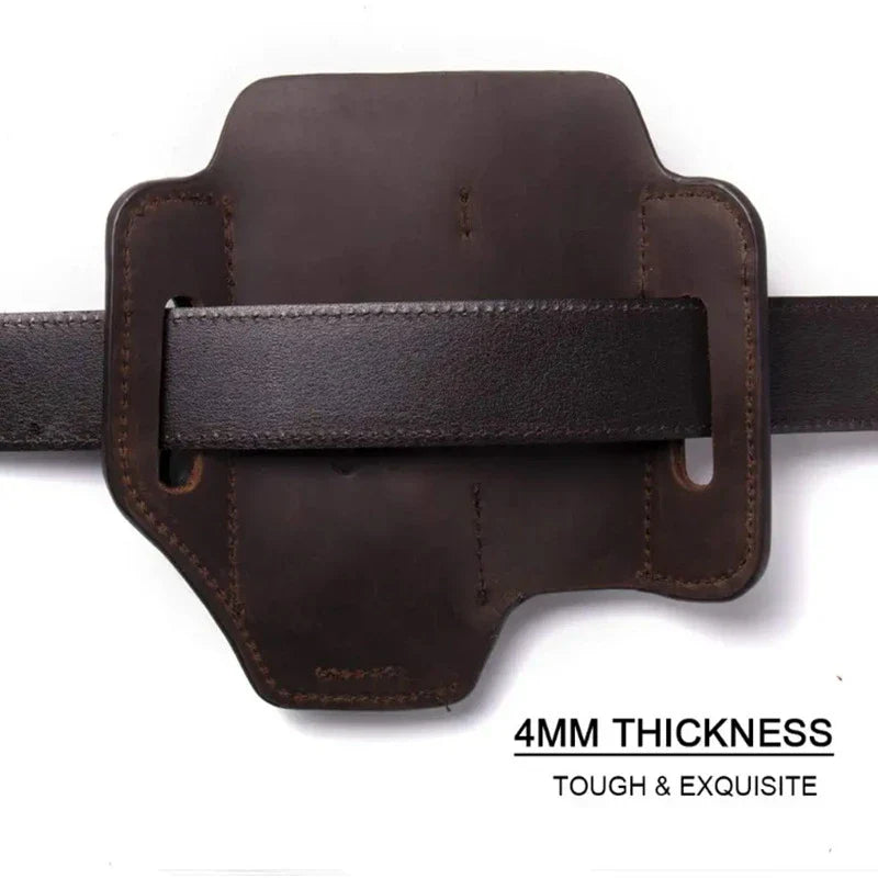 Premium leather belt carrier with multiple compartments and pockets for tool storage and organisation