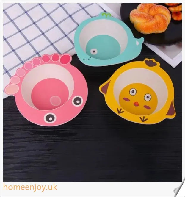 Bamboo Fibre Children's Dinner Plate with Adorable Animal Designs - Safe, Eco-Friendly Mealtime Companion