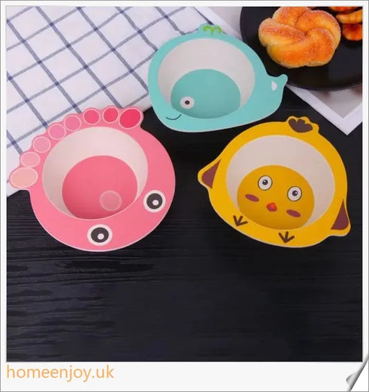 Bamboo Fibre Children's Dinner Plate with Adorable Animal Designs - Safe, Eco-Friendly Mealtime Companion