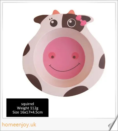 Bamboo Fibre Children's Dinner Plate with Adorable Animal Designs - Safe, Eco-Friendly Mealtime Companion