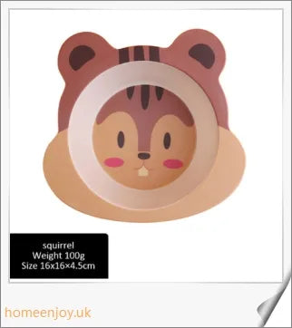 Bamboo Fibre Children's Dinner Plate with Adorable Animal Designs - Safe, Eco-Friendly Mealtime Companion