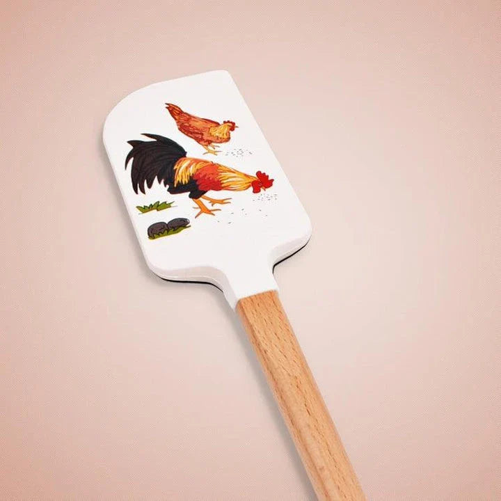 Cute cartoon heat-resistant eco-friendly silicone spatulas set with wooden handles