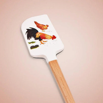 Cute cartoon heat-resistant eco-friendly silicone spatulas set with wooden handles