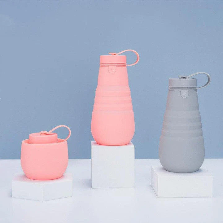 500ml Retractable Silicone Drinking Cups - Foldable Collapsible Water Bottle for Outdoor Travel and Camping